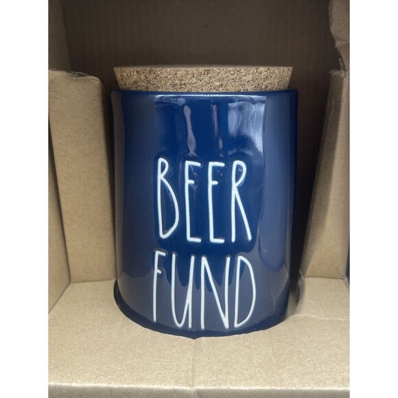 RAE DUNN Dad's Beer Fund Stein Mug & Coin Jar Gift Set NIB - Picture 3 of 4